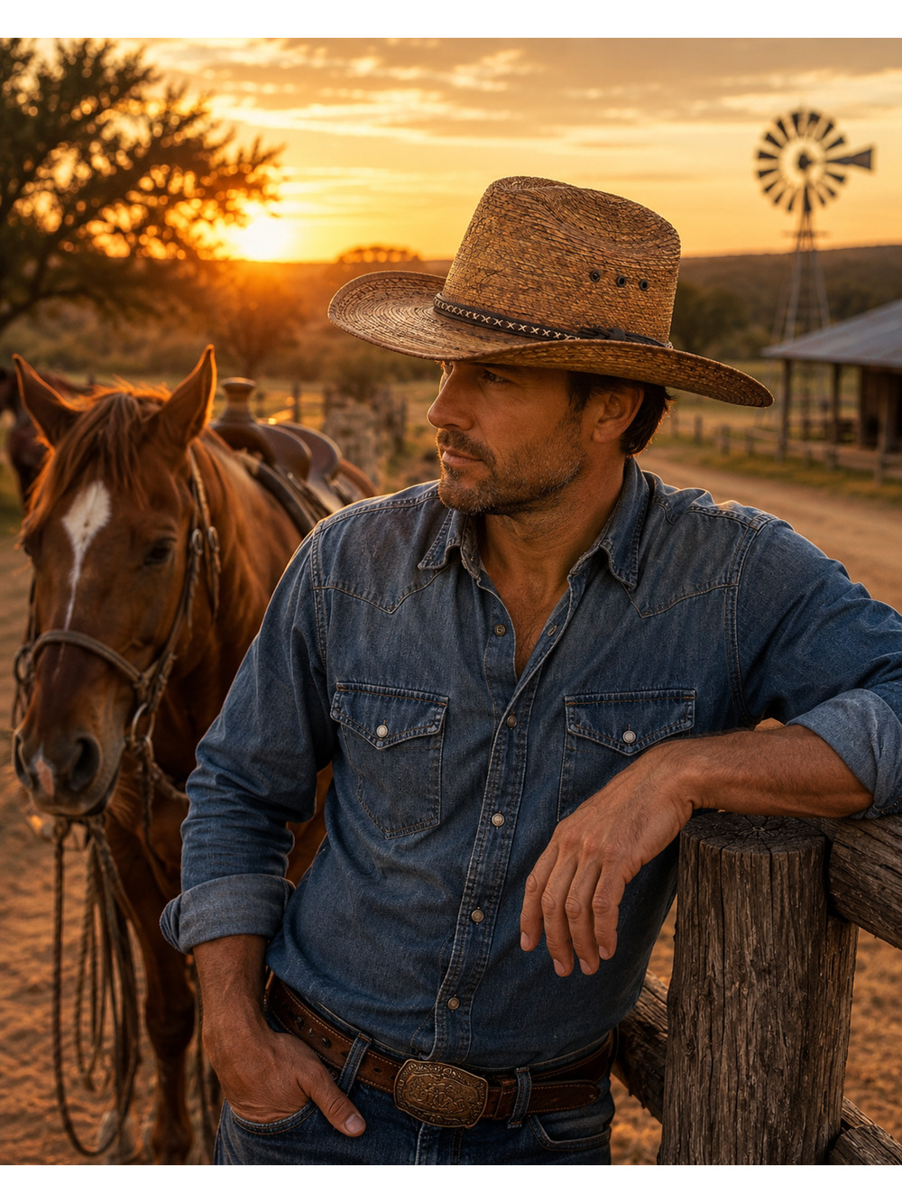 Bullhide Western Lifestyle Distressed Straw Cowboy Hat Brown Leather Band